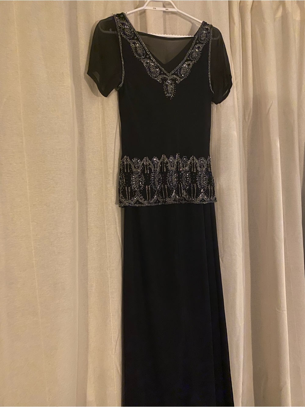 Elegant Black Beaded Evening Dress